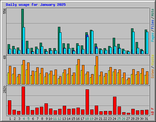 Daily usage for January 2025